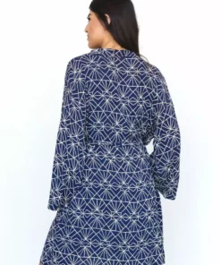 Symbology Sale Art Deco Lounge Robe - Navy + Cream 10 Symbology Sale Art Deco Lounge Robe - Navy + Cream