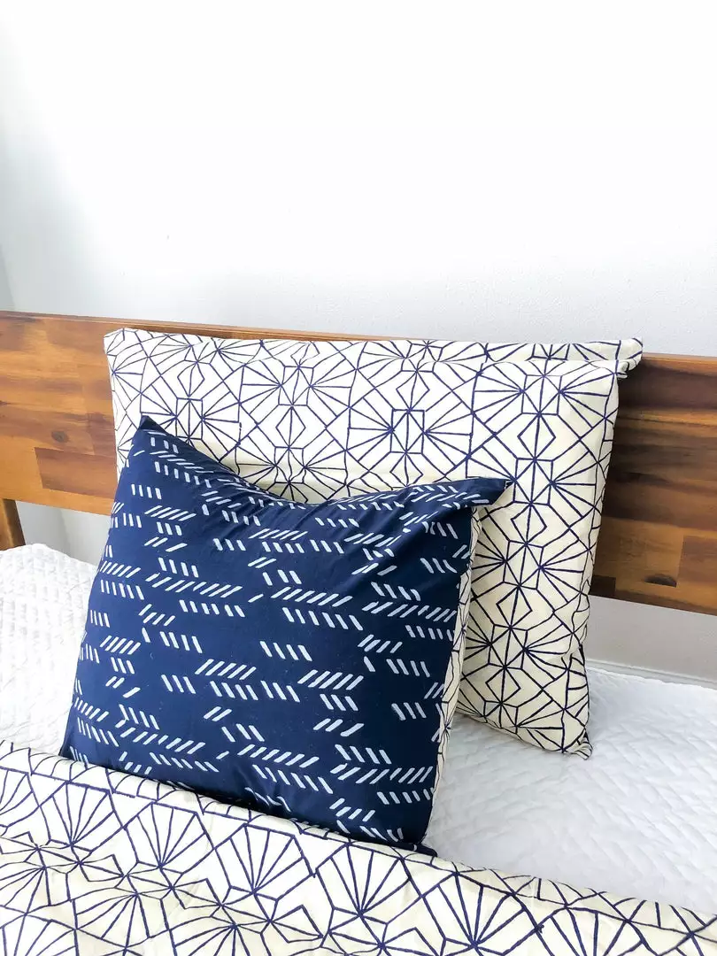 Symbology Best Sellers Art Deco/Stylized Feather Reversible Pillowcase - Navy + Cream 1 Symbology Best Sellers Art Deco/Stylized Feather Reversible Pillowcase - Navy + Cream