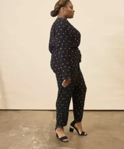 Symbology Baby Cacti Wrap Jumpsuit - Black + Ivory Clothing