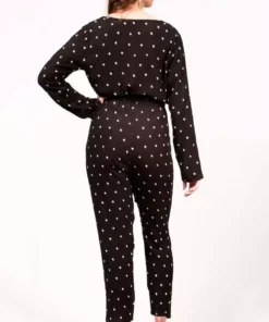 Symbology Baby Cacti Wrap Jumpsuit - Black + Ivory Clothing