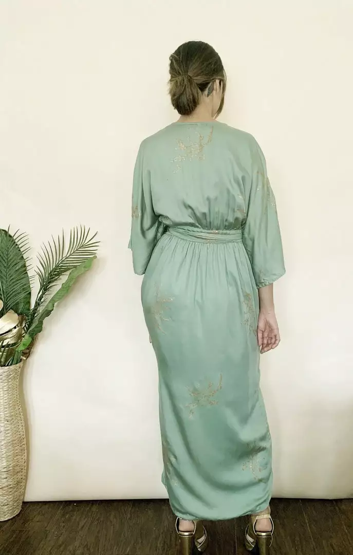 Symbology Sale Cherry Blossom Modal Maxi Wrap - Sage + Gold 2 Symbology Sale Cherry Blossom Modal Maxi Wrap - Sage + Gold