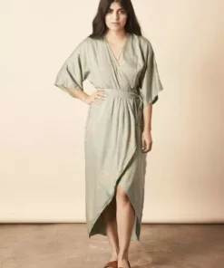 Symbology Sale Cherry Blossom Modal Maxi Wrap - Sage + Gold