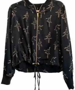 Symbology Dancing Ballerina Modal Bomber - Black + Gold Clothing