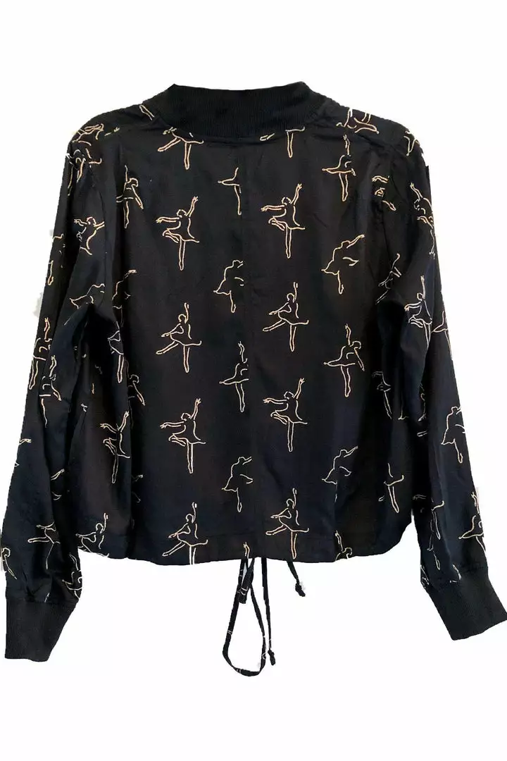 Symbology Dancing Ballerina Modal Bomber - Black + Gold Clothing 4 Symbology Dancing Ballerina Modal Bomber - Black + Gold Clothing