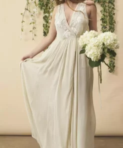 Symbology Floral Embroidered Dress - Cream + Silver Special Occasion