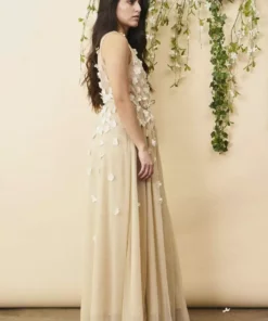 Symbology Special Occasion Floral Ombre Maxi Gown - Champagne + Cream