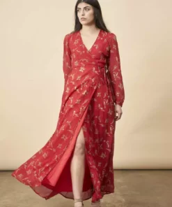 Symbology Hibiscus Empress Wrap Dress Red Lipstick + Gold Best Sellers