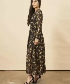 Symbology Hibiscus Flower Empress Maxi - Black + Gold Best Sellers