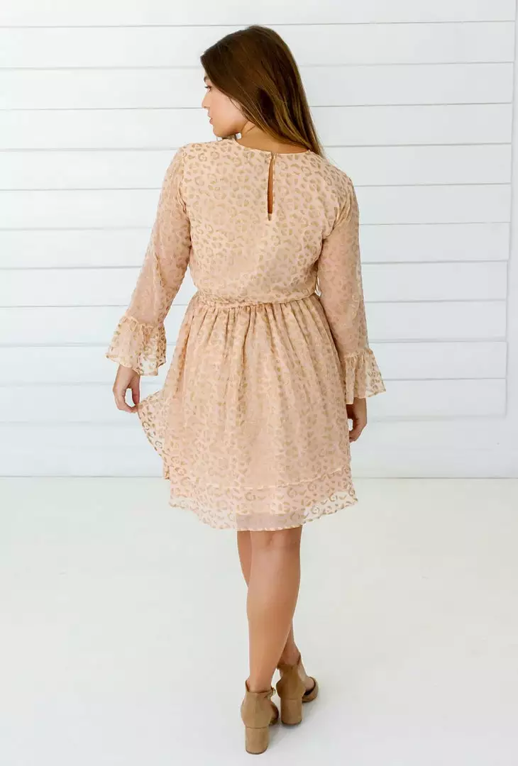 Symbology Leopard Chiffon Dress - Blush + Gold 4 Symbology Leopard Chiffon Dress - Blush + Gold