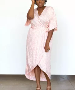 Symbology Modal Leopard Maxi Wrap Dress - Blush + Cream Clothing