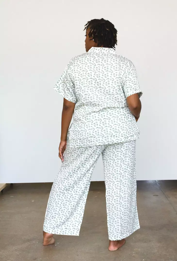 Symbology Best Sellers Modal Leopard Pajama Set - Cream + Sage 5 Symbology Best Sellers Modal Leopard Pajama Set - Cream + Sage