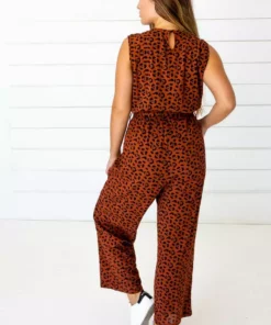 Symbology Clothing Leopard Sleeveless Jumpsuit - Sierra + Black