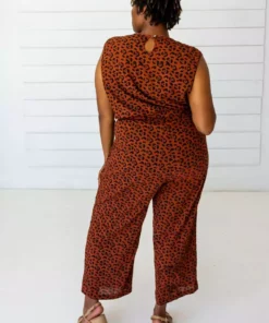 Symbology Clothing Leopard Sleeveless Jumpsuit - Sierra + Black