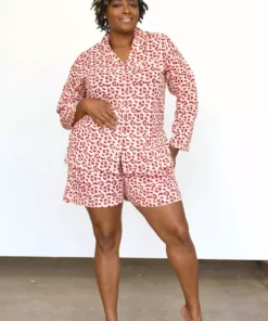 Symbology Best Sellers Leopard Pajama Set - Blush + Berry