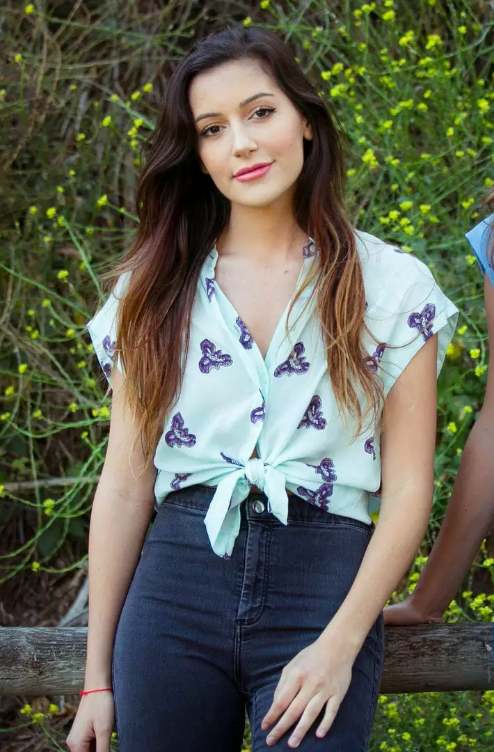 Symbology Printed Iris Blouse In Pale Mint + Blueberry 2 Symbology Printed Iris Blouse In Pale Mint + Blueberry