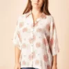 Symbology Seascape Silk Blouse - Cream + Rose Sale