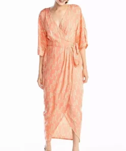 Symbology Stylized Modal Maxi Wrap Dress - Peach