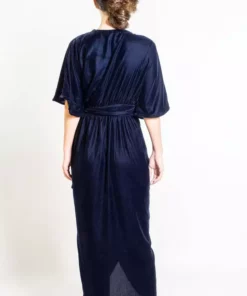 Symbology Special Occasion Velvet Wrap Dress In Midnight Blue
