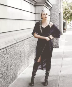 Symbology Special Occasion Velvet Wrap Dress In Midnight Blue