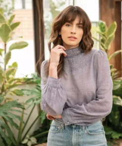 Synergy Organic Clothing Delphina Top - Navy Checked Best Sellers