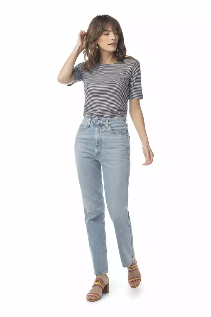 Synergy Organic Clothing Striped Column Tee - Black Sale 3 Synergy Organic Clothing Striped Column Tee - Black Sale