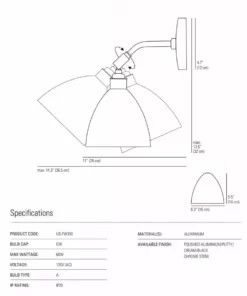 Ameico Task Short Wall Light - Polished