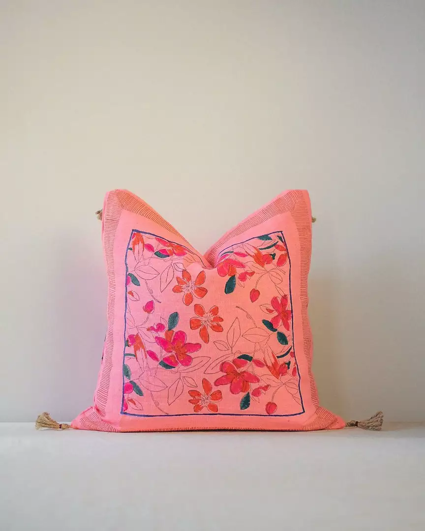 Soil To Studio Teejan Linen Throw Pillow Cover - Bright Pink 1 Soil To Studio Teejan Linen Throw Pillow Cover - Bright Pink
