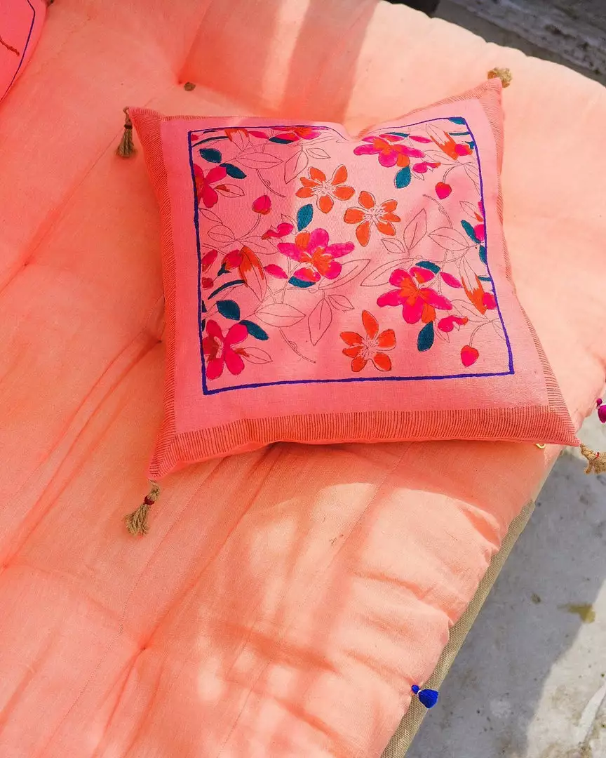 Soil To Studio Teejan Linen Throw Pillow Cover - Bright Pink 4 Soil To Studio Teejan Linen Throw Pillow Cover - Bright Pink