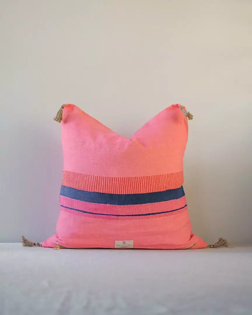 Soil To Studio Teejan Linen Throw Pillow Cover - Bright Pink 2 Soil To Studio Teejan Linen Throw Pillow Cover - Bright Pink