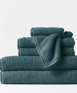 Coyuchi Best Sellers Temescal Ribbed Towels - Deep Ocean