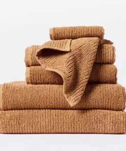 Coyuchi New Arrivals Temescal Ribbed Towels - Terra