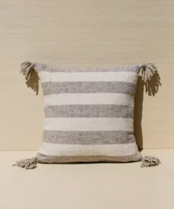 Territory Design Ancho Stripe Throw Pillow Cover - Gray