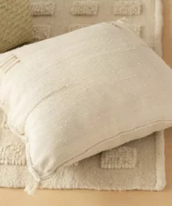 Territory Design Handcrafted Lines Throw Pillow Cover - Cream