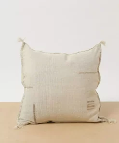 Territory Design Handcrafted Lines Throw Pillow Cover - Cream
