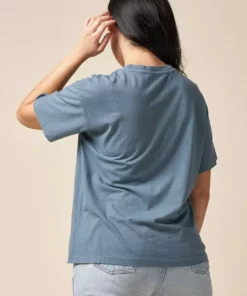 The Standard Stitch Made In USA Boxy Crew - Stone Blue 7 The Standard Stitch Made In USA Boxy Crew - Stone Blue
