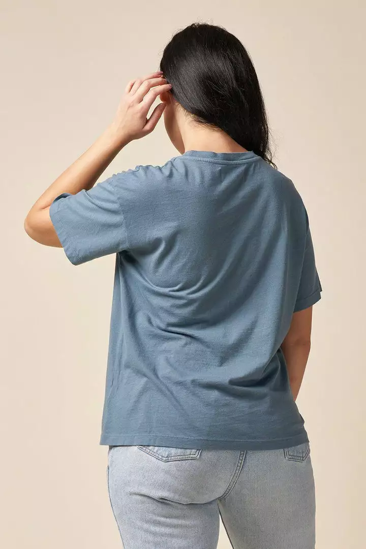 The Standard Stitch Made In USA Boxy Crew - Stone Blue 4 The Standard Stitch Made In USA Boxy Crew - Stone Blue