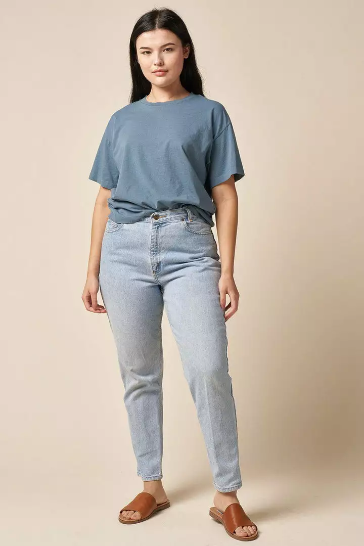 The Standard Stitch Made In USA Boxy Crew - Stone Blue 3 The Standard Stitch Made In USA Boxy Crew - Stone Blue