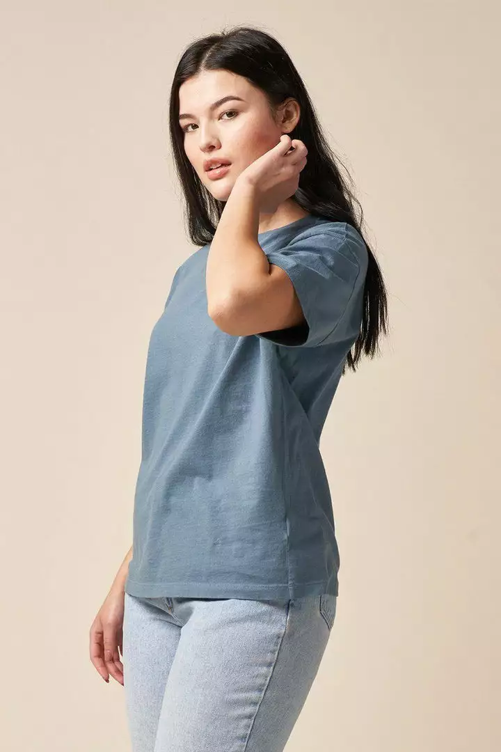 The Standard Stitch Made In USA Boxy Crew - Stone Blue 1 The Standard Stitch Made In USA Boxy Crew - Stone Blue