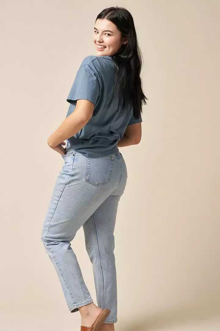 The Standard Stitch Made In USA Boxy Crew - Stone Blue 2 The Standard Stitch Made In USA Boxy Crew - Stone Blue