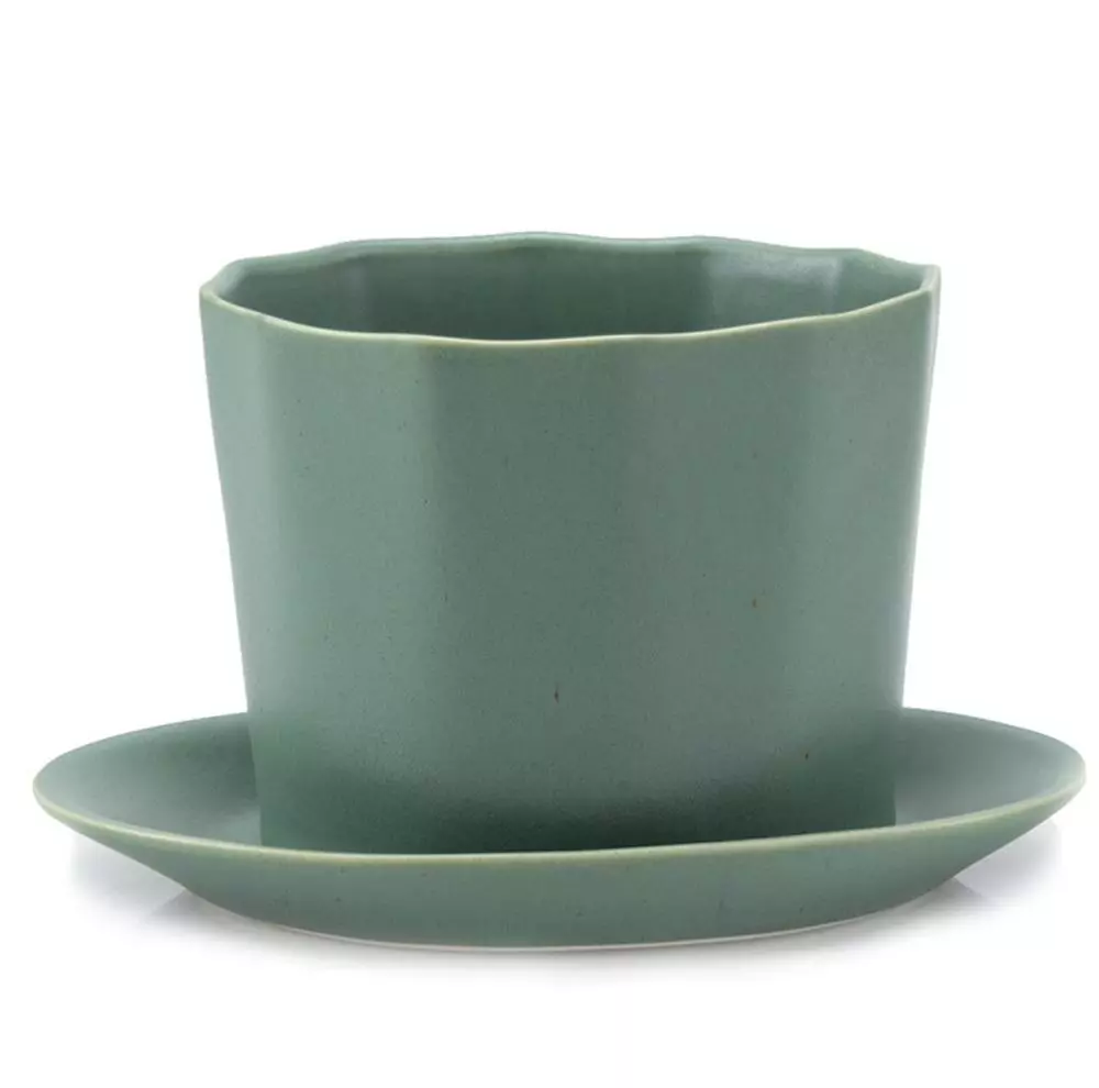 The Bright Angle Home Goods Native Porcelain Planter - Rosemary Green 1 The Bright Angle Home Goods Native Porcelain Planter - Rosemary Green
