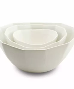 The Bright Angle Porcelain Nesting Bowl Set - Silk White Home Goods