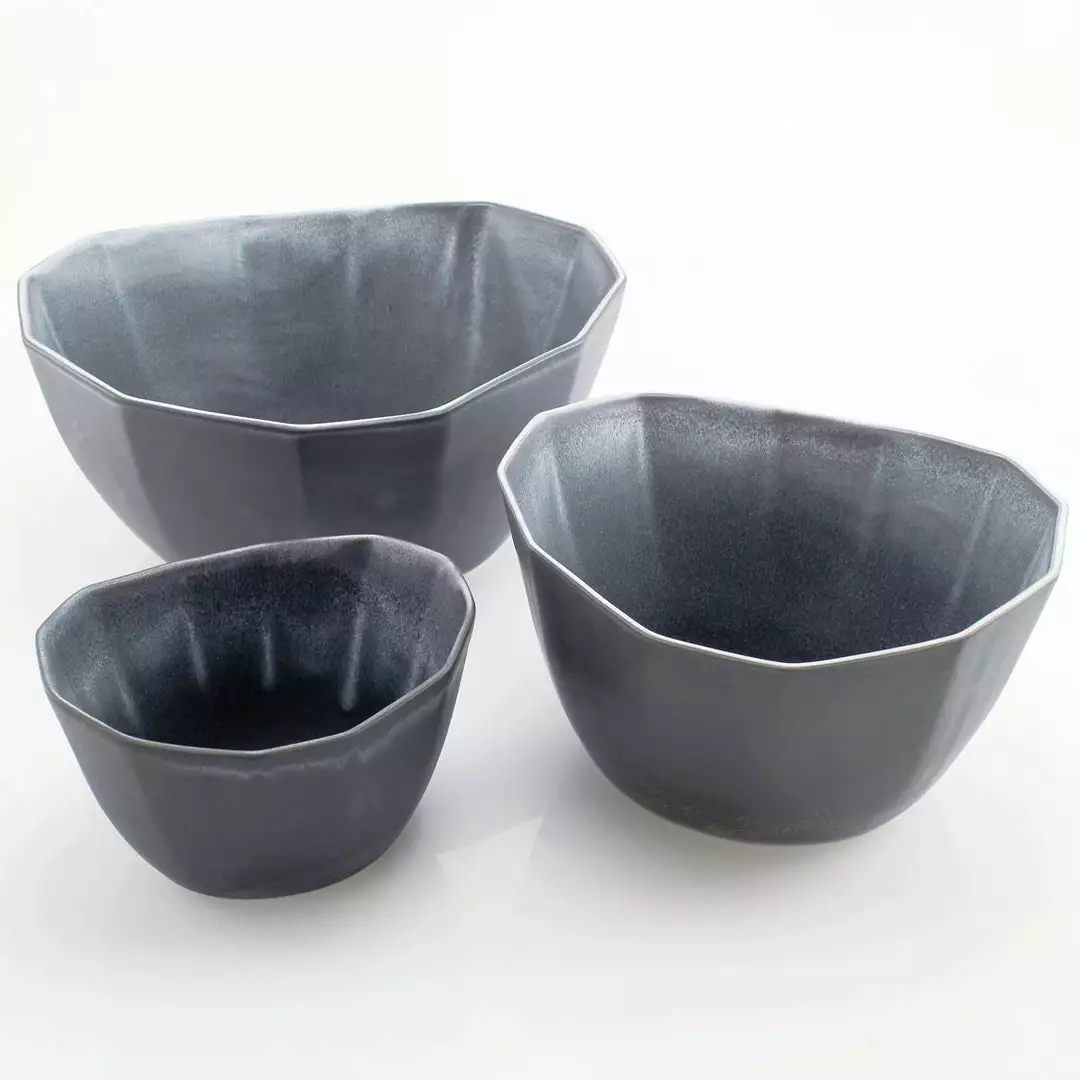 The Bright Angle Porcelain Nesting Bowl Set - Mica Black 2 The Bright Angle Porcelain Nesting Bowl Set - Mica Black