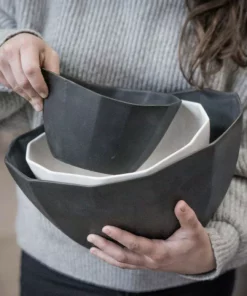 The Bright Angle Porcelain Nesting Bowl Set - Mica Black 8 The Bright Angle Porcelain Nesting Bowl Set - Mica Black