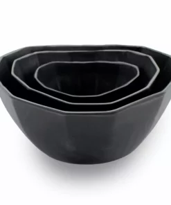 The Bright Angle Porcelain Nesting Bowl Set - Mica Black