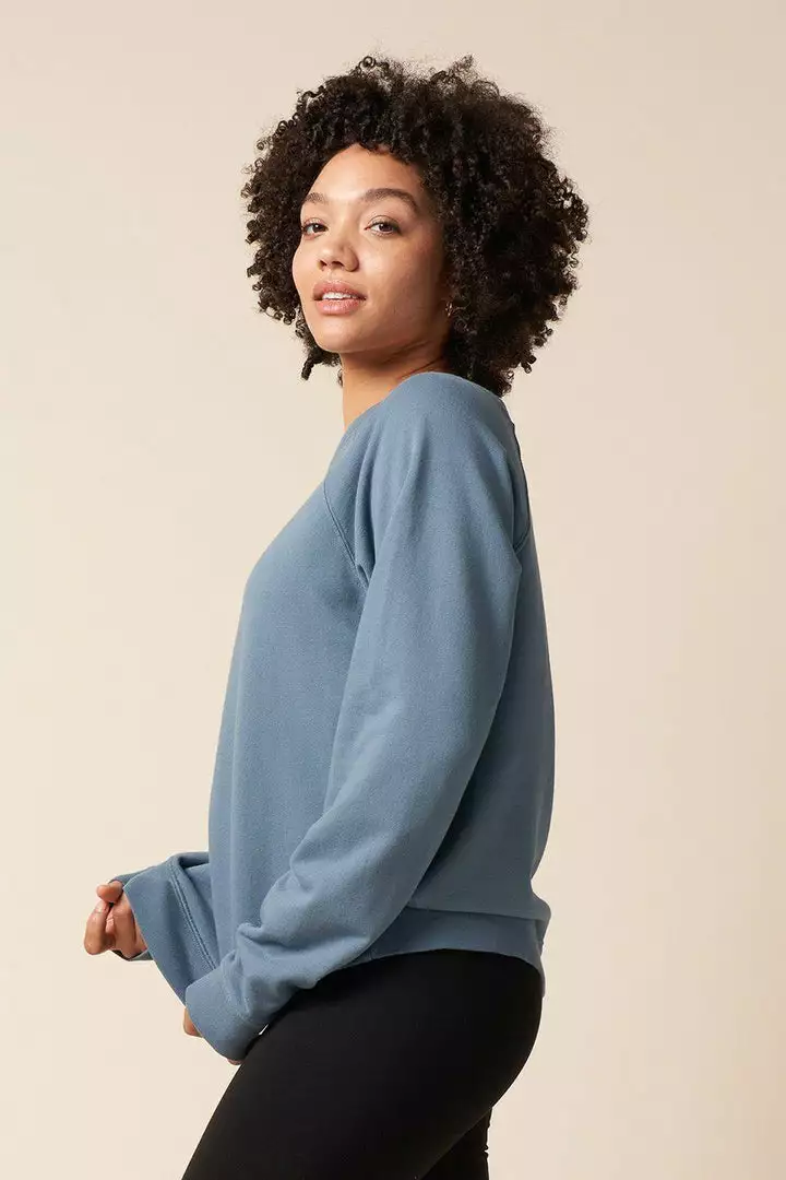 The Standard Stitch College Sweatshirt - Stone Blue Made In USA 3 The Standard Stitch College Sweatshirt - Stone Blue Made In USA