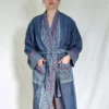 Home & Loft Tribeca Unisex Long Turkish Robe - Indigo