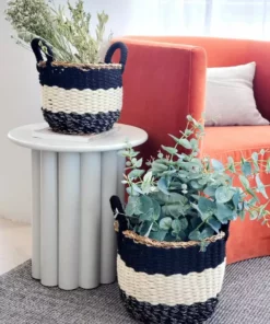 Korissa Home Goods Ula Stripe Basket Set - Black