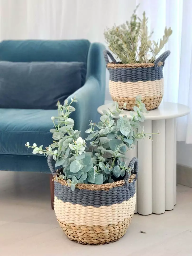 Korissa Home Goods Ula Stripe Basket Set - Blue 8 Korissa Home Goods Ula Stripe Basket Set - Blue