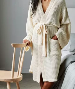 Ettitude Best Sellers Unisex Bamboo Waffle Robe - Natural