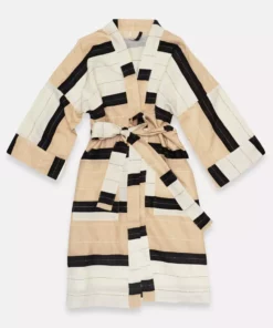 Anchal Stripe Unisex Robe - Ivory